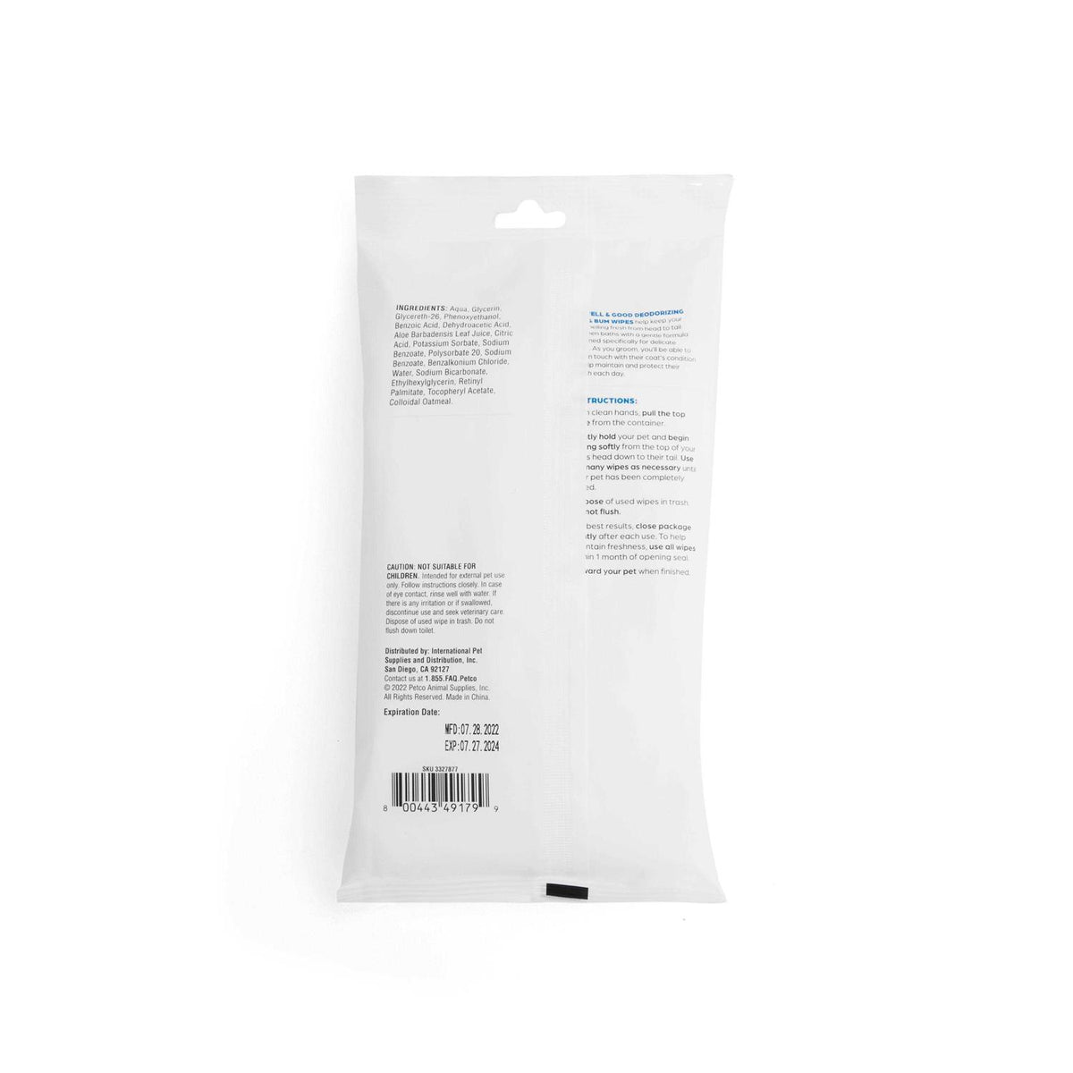 Deodorizing Paw and Bum Wipes Q323