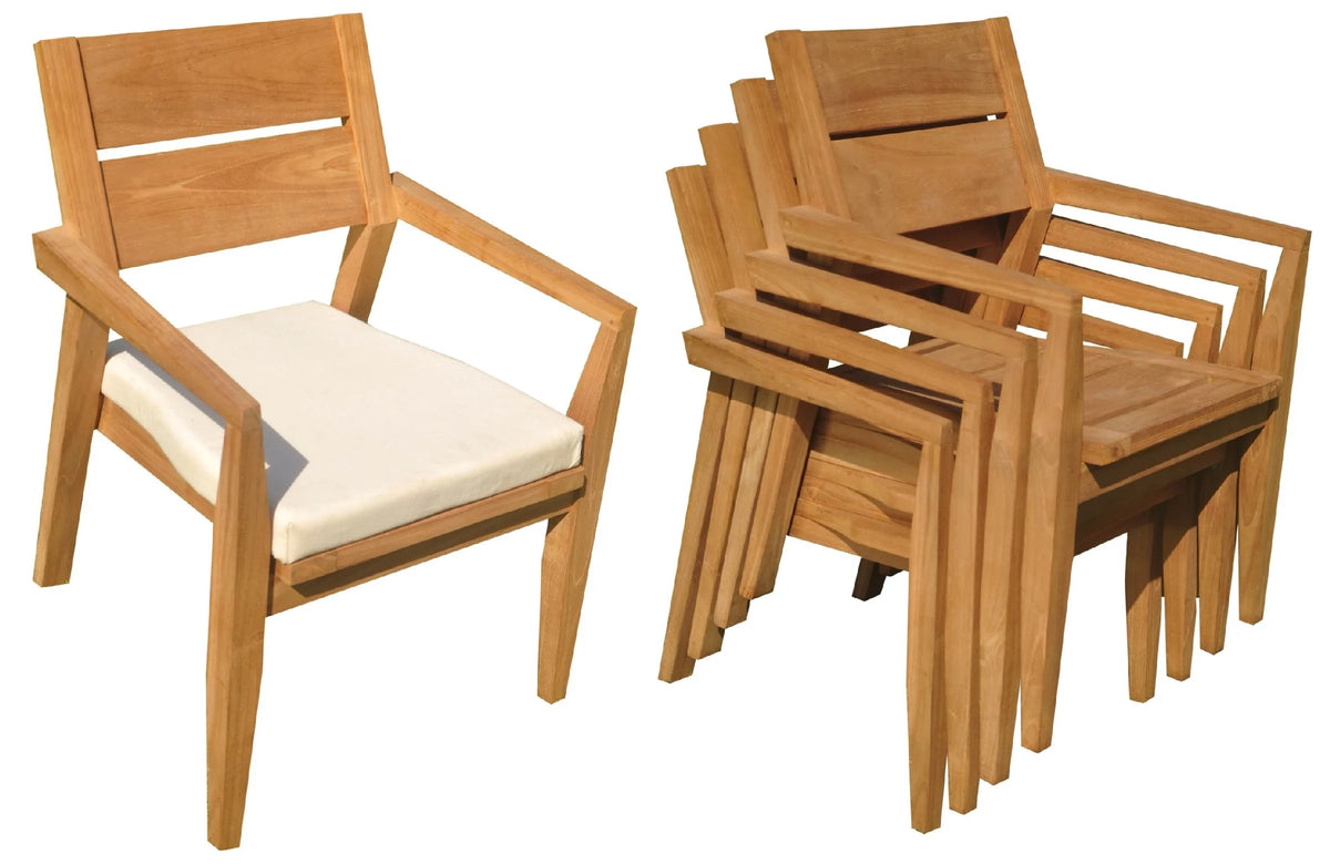 Grade-A Teak 7 Pc Dining Set with 118" Oval Table and 6 Stacking Arm Chairs M561425