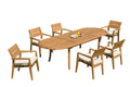 Grade-A Teak 7 Pc Dining Set with 118" Oval Table and 6 Stacking Arm Chairs M561425