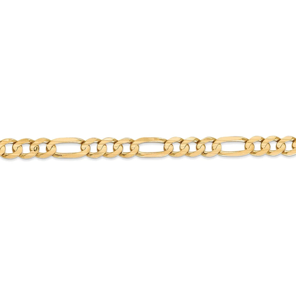 14kt Yellow Gold 6mm Open Figaro Chain 18 inch Lobster Clasp V7804
