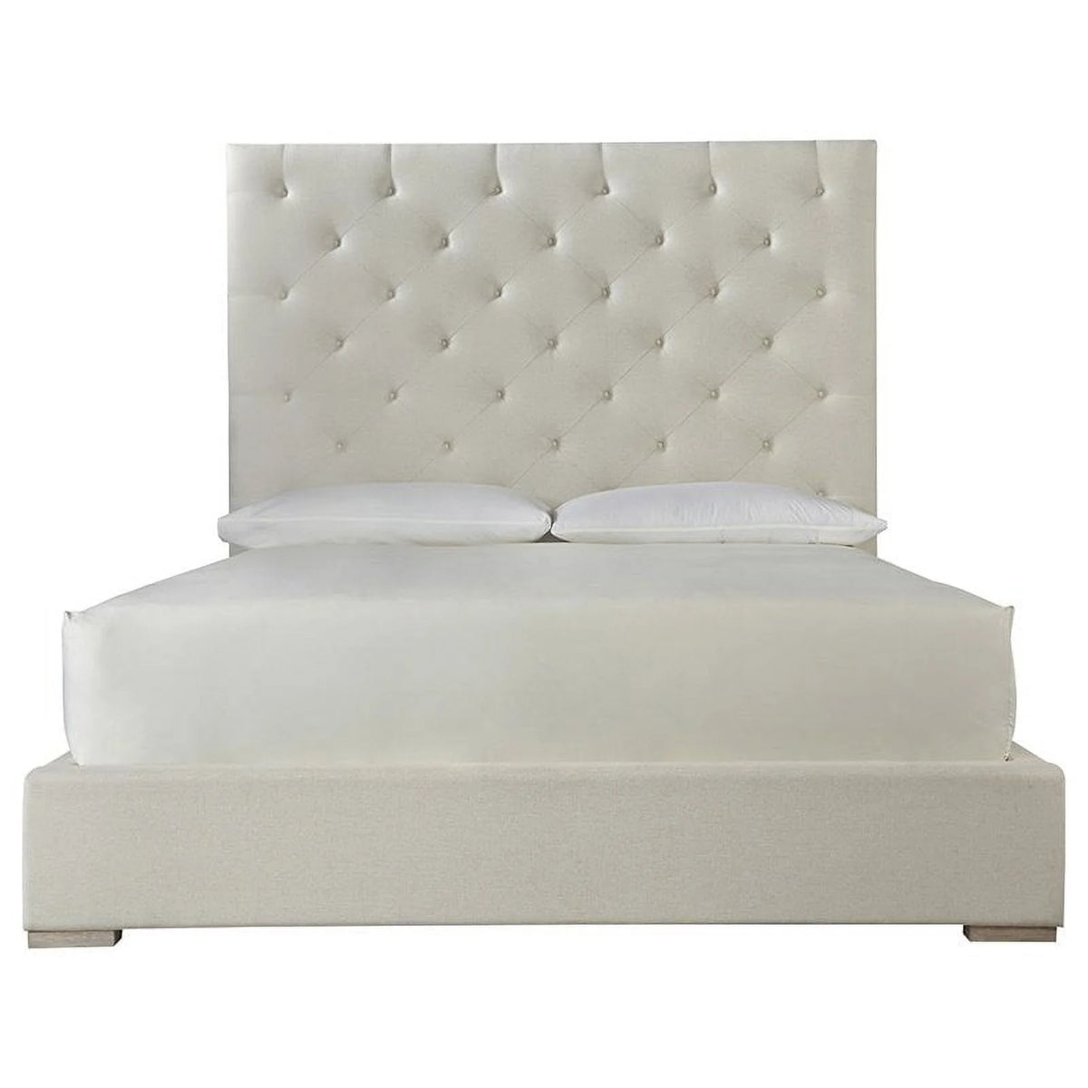 White Tufted King Panel Bed A384488