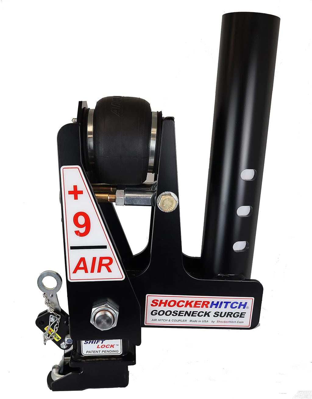 Gooseneck Air Hitch & Coupler, Round 3-15/16" Angled Pin 30K Coupler 9" Offset O352171