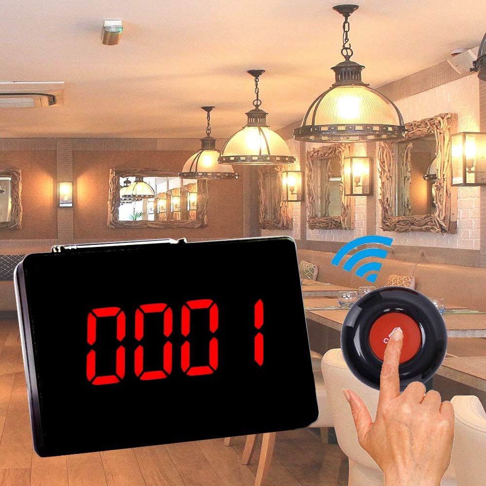 Wireless Calling System with 10 PCS Waterproof Call Buttons and 1 PC Display Receiver T782957