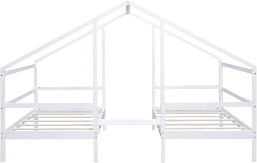Solid Wood White Kids Bed Frame with Rails U163875