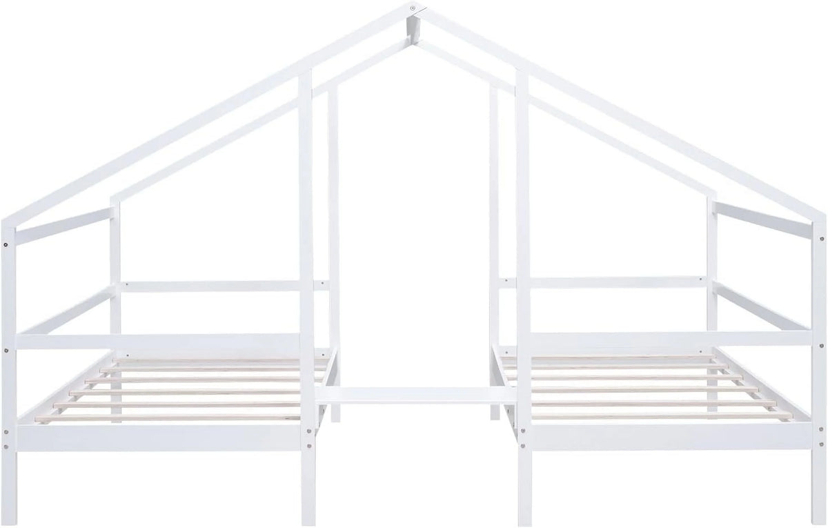Solid Wood White Kids Bed Frame with Rails U163875