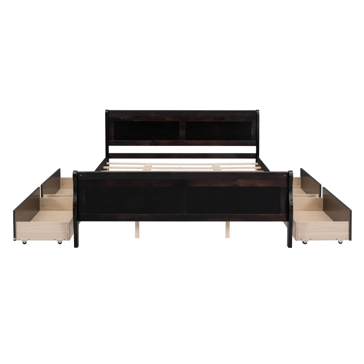 Queen Size Wood Platform Bed with 4 Drawers Y5346