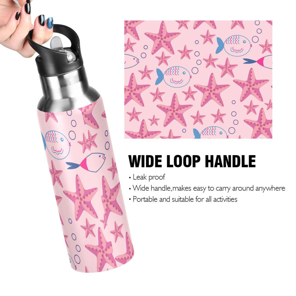 Stainless Steel Insulated Thermos Vacuum Flask Water Bottle with Straw Lid V9613