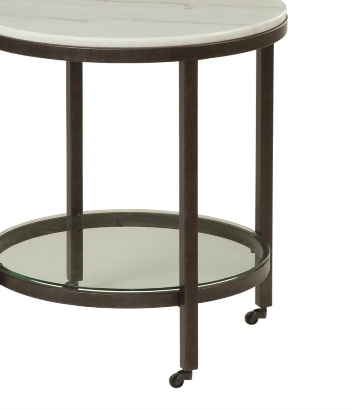 White Marble Round End Table Z295161