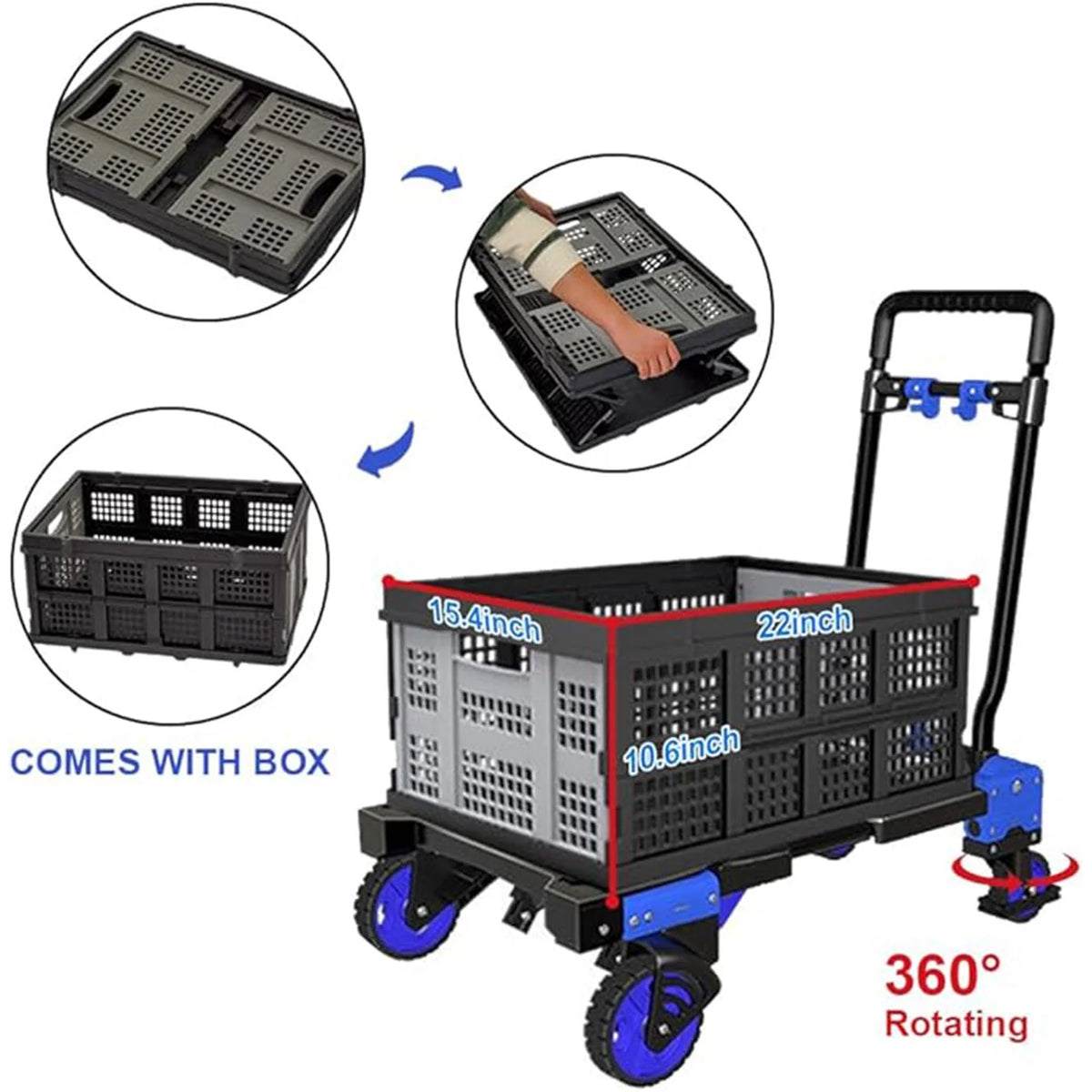 Folding Hand Truck Dolly with Retractable Handle and 4 Wheels Y50106