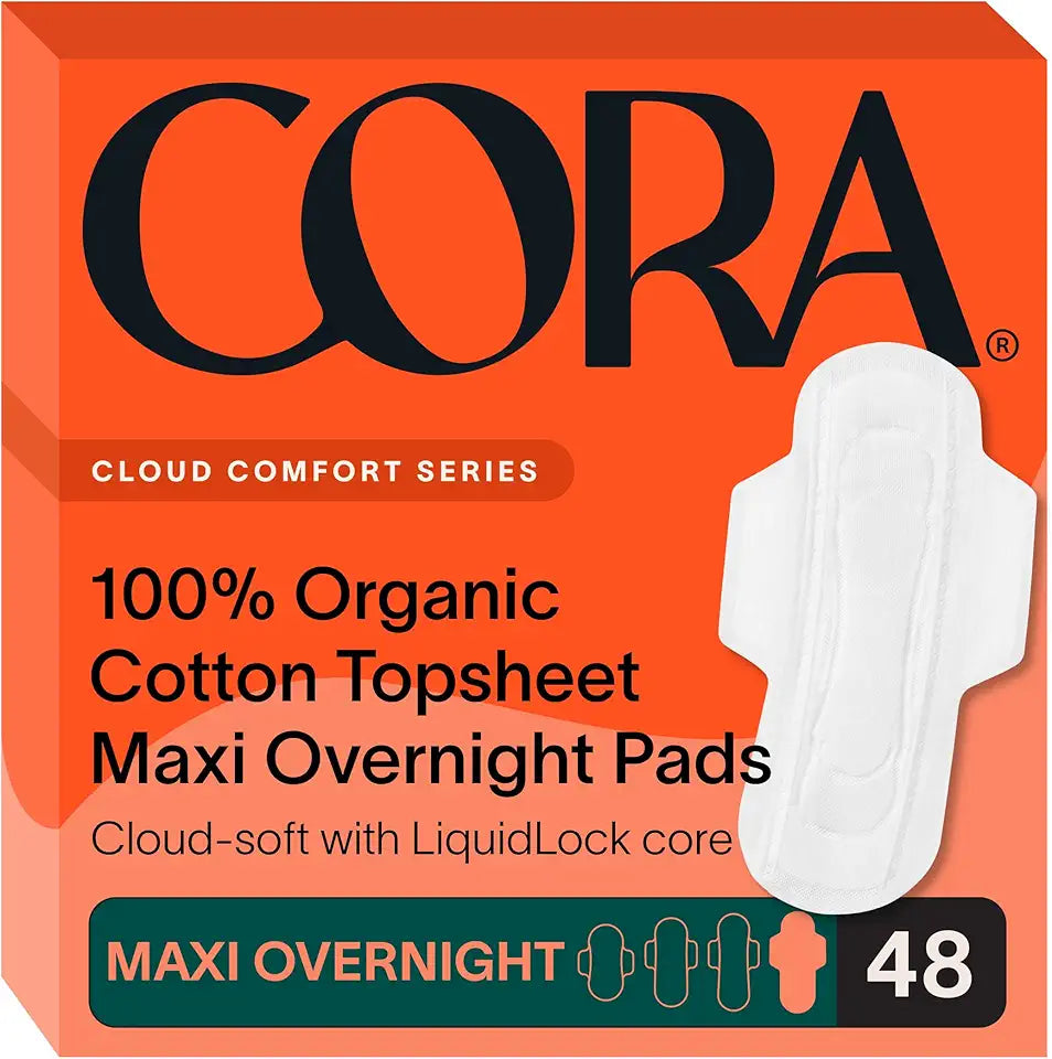 100% Organic Cotton Maxi Pads with Wings, 48 Count S11837