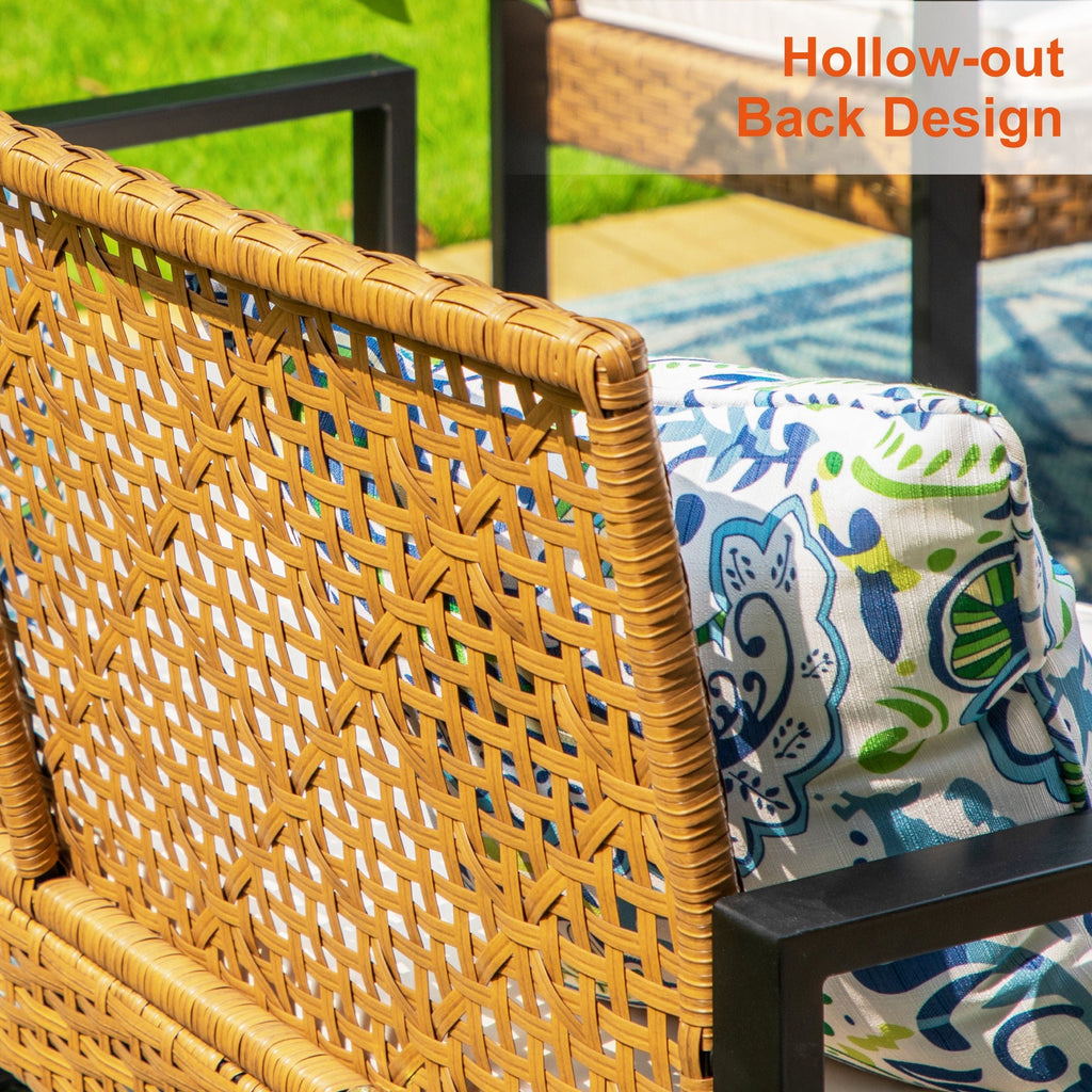 Beige 4 Piece Wicker Outdoor Conversation Set M794