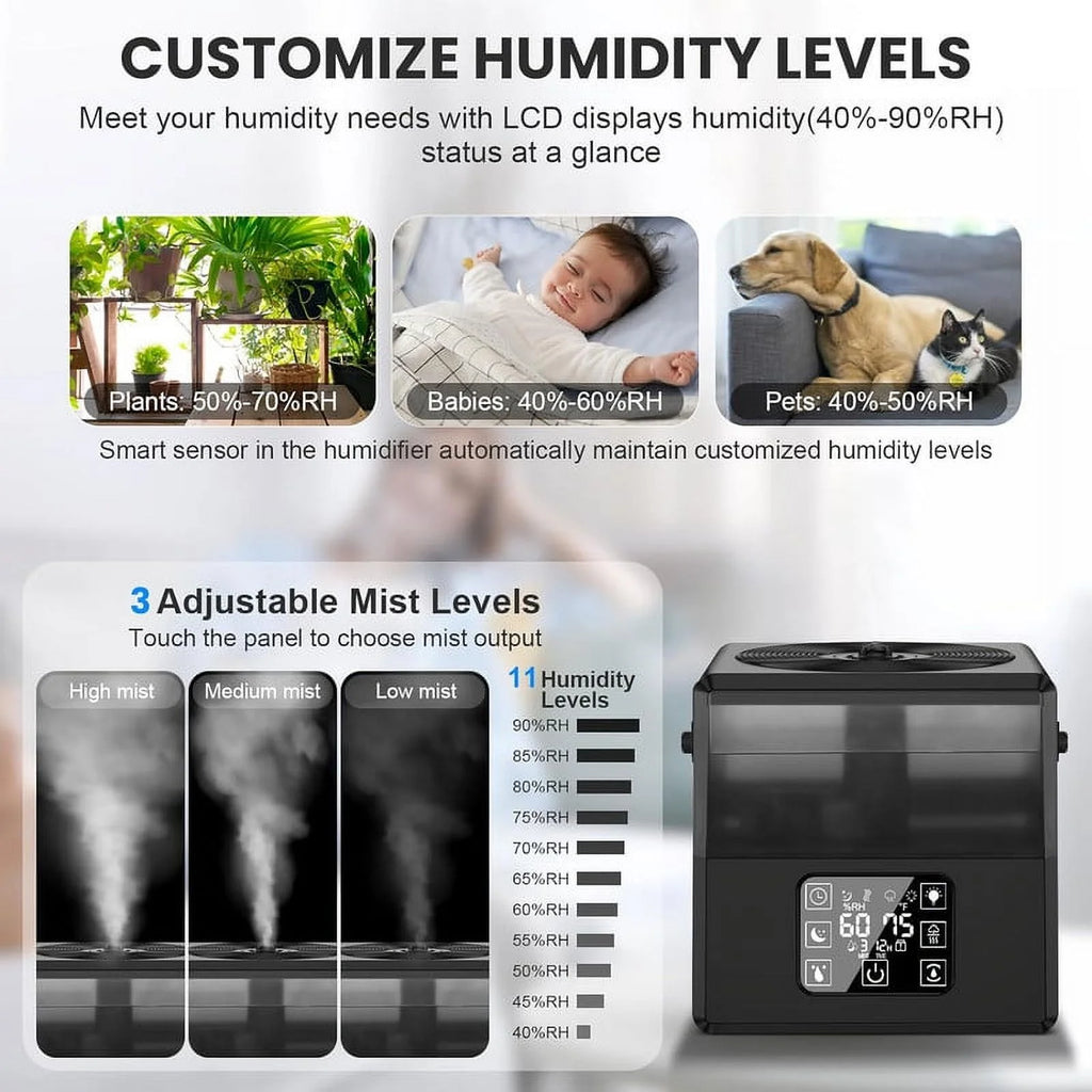 Black Warm & Cool Mist Humidifier with Remote Control P56068