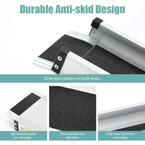 6FT Telescoping Aluminum Wheelchair Ramp with Storage Bag 600lbs Capacity (2 Pack) E696
