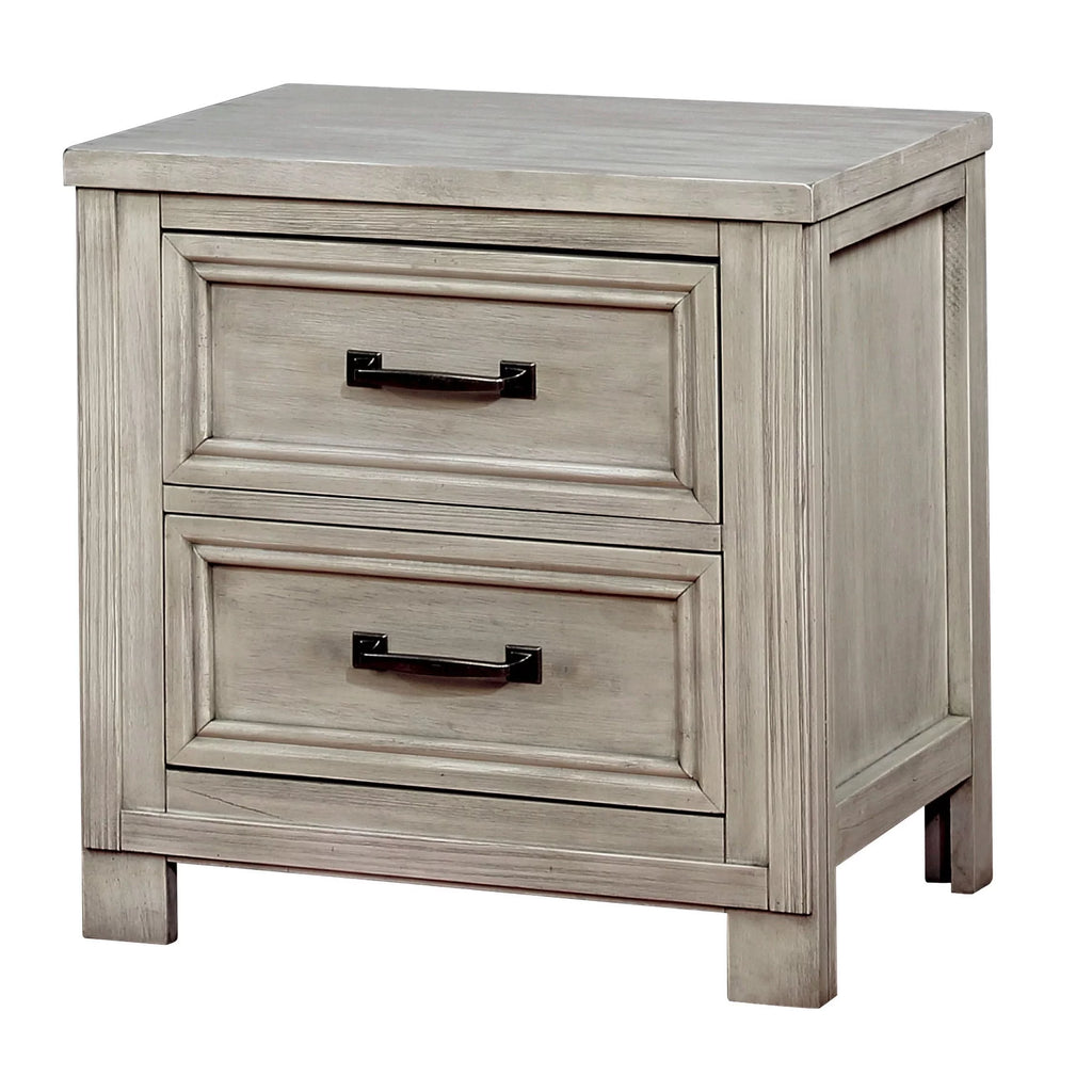 Solid Wood 2-Drawer Nightstand with USB L356
