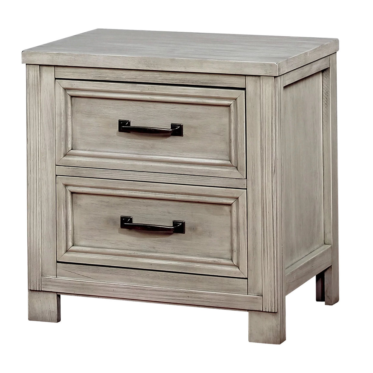 Solid Wood 2-Drawer Nightstand with USB L356