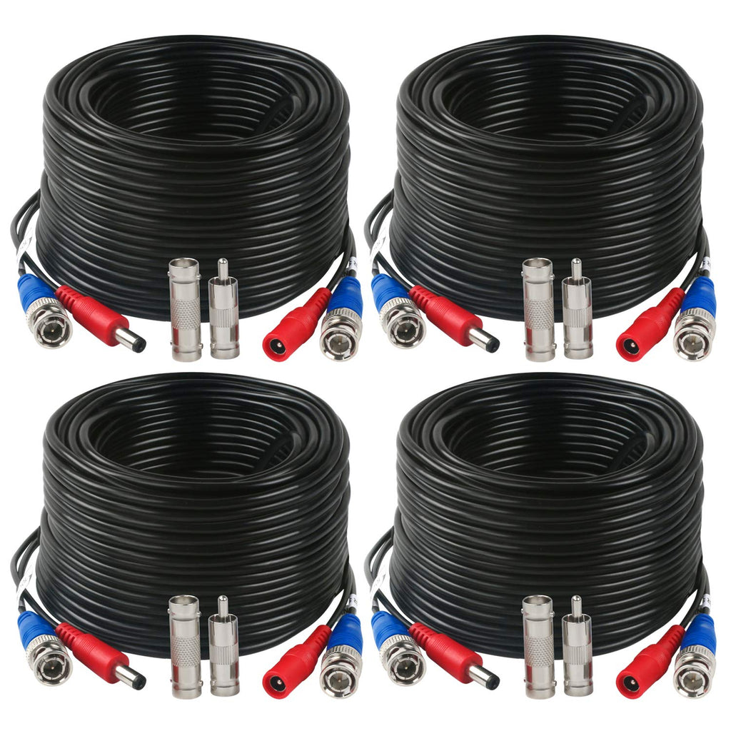 4 Pack 200 Feet BNC Video Power Cable Wire All-in-One Security Camera Wire with Connectors H183