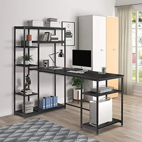 L-Shaped Computer Desk with Hutch Bookshelf 63-Inch B197653