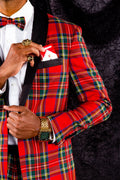 Tartan Plaid Tuxedo Size 40 Black/Red Q230935