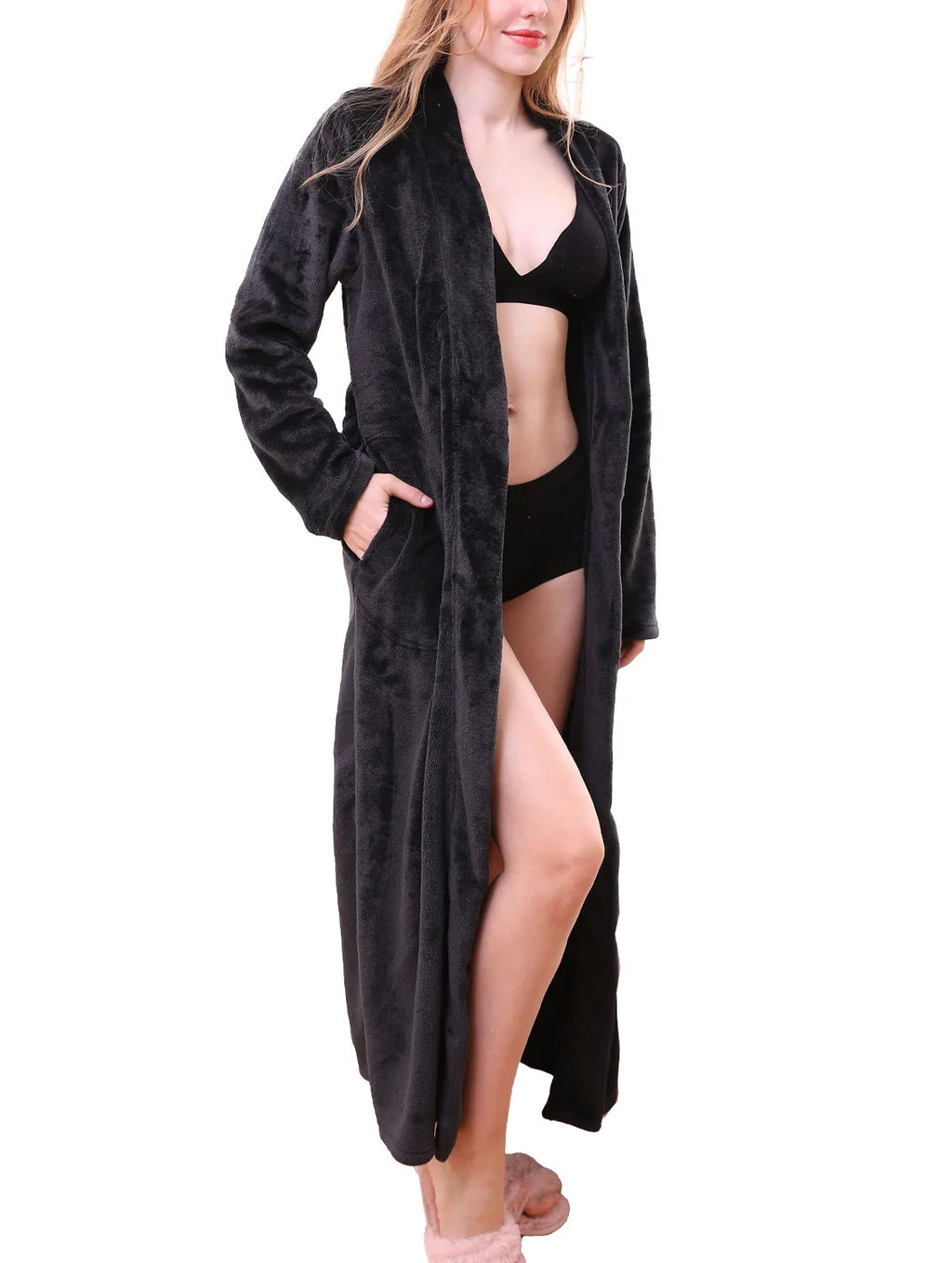 Maxi Length Soft Robe Pajama with Waist Tie S287