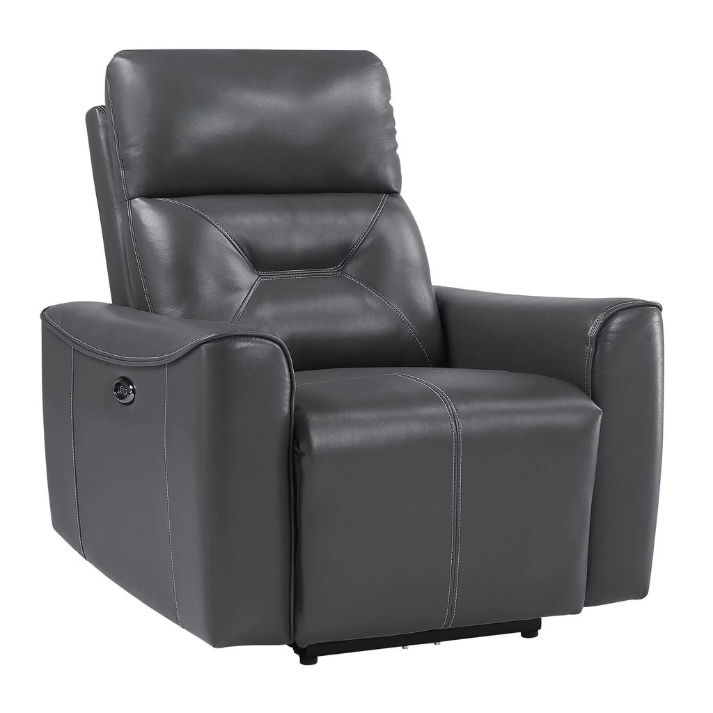 Dark Gray Faux Leather Power Reclining Chair V414