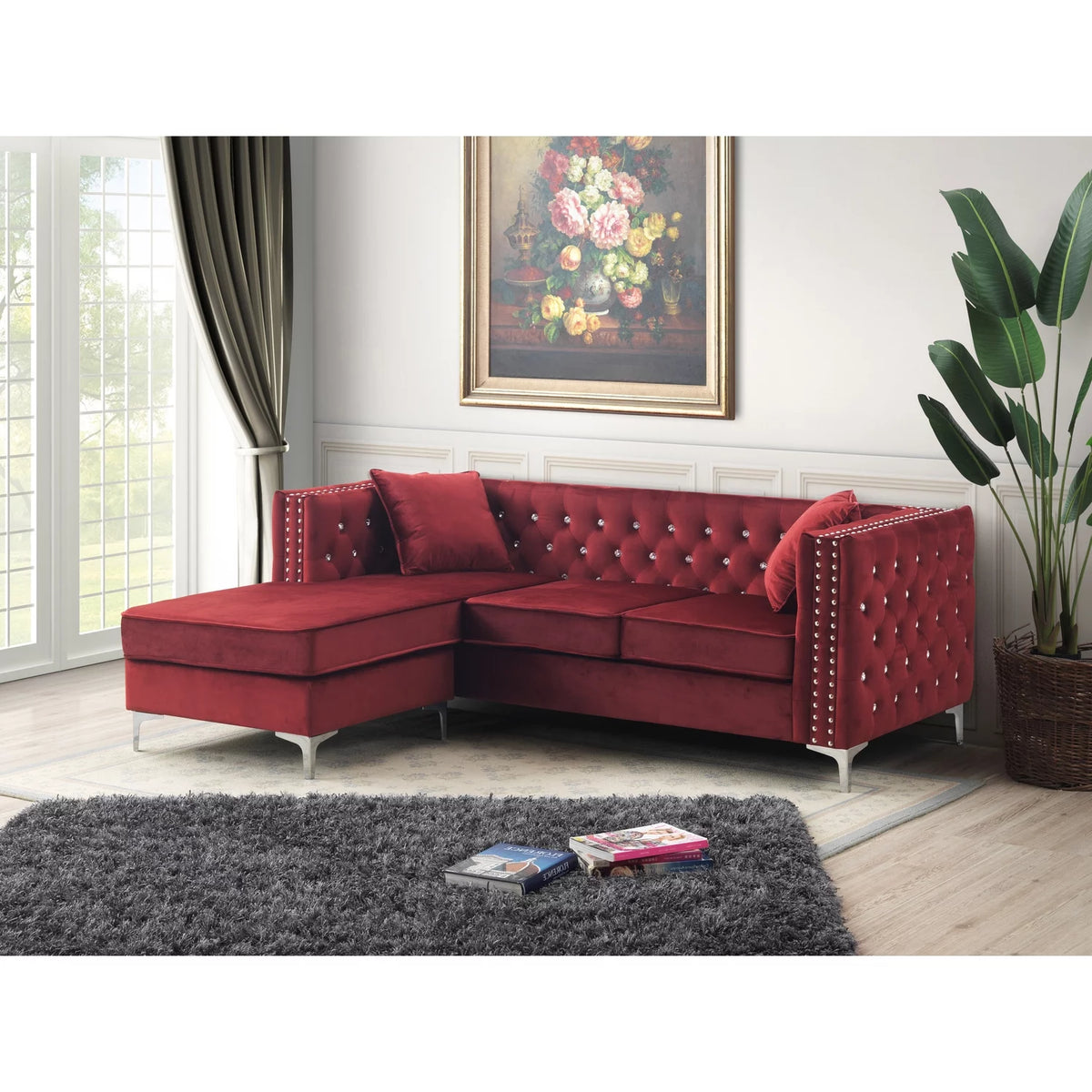 Burgundy Sofa Chaise D63801