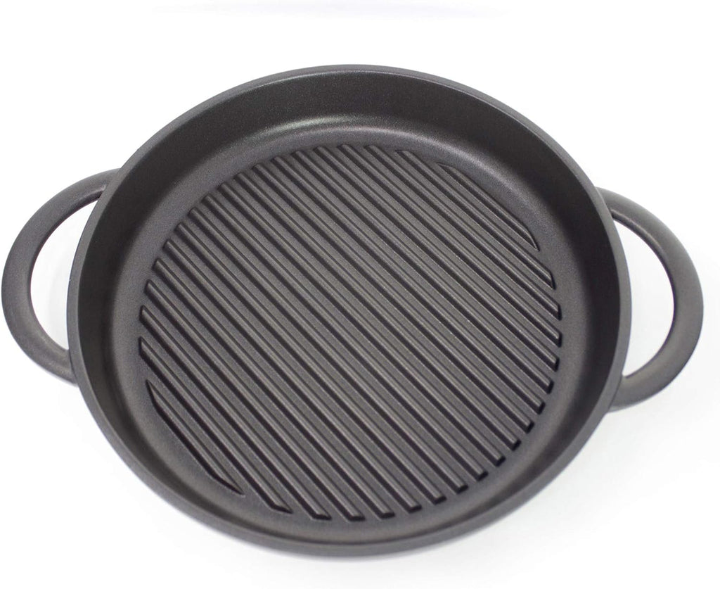 Cast Aluminium Griddle Pan with Glass Lid, 10.6 Diameter, Non-Stick H1789