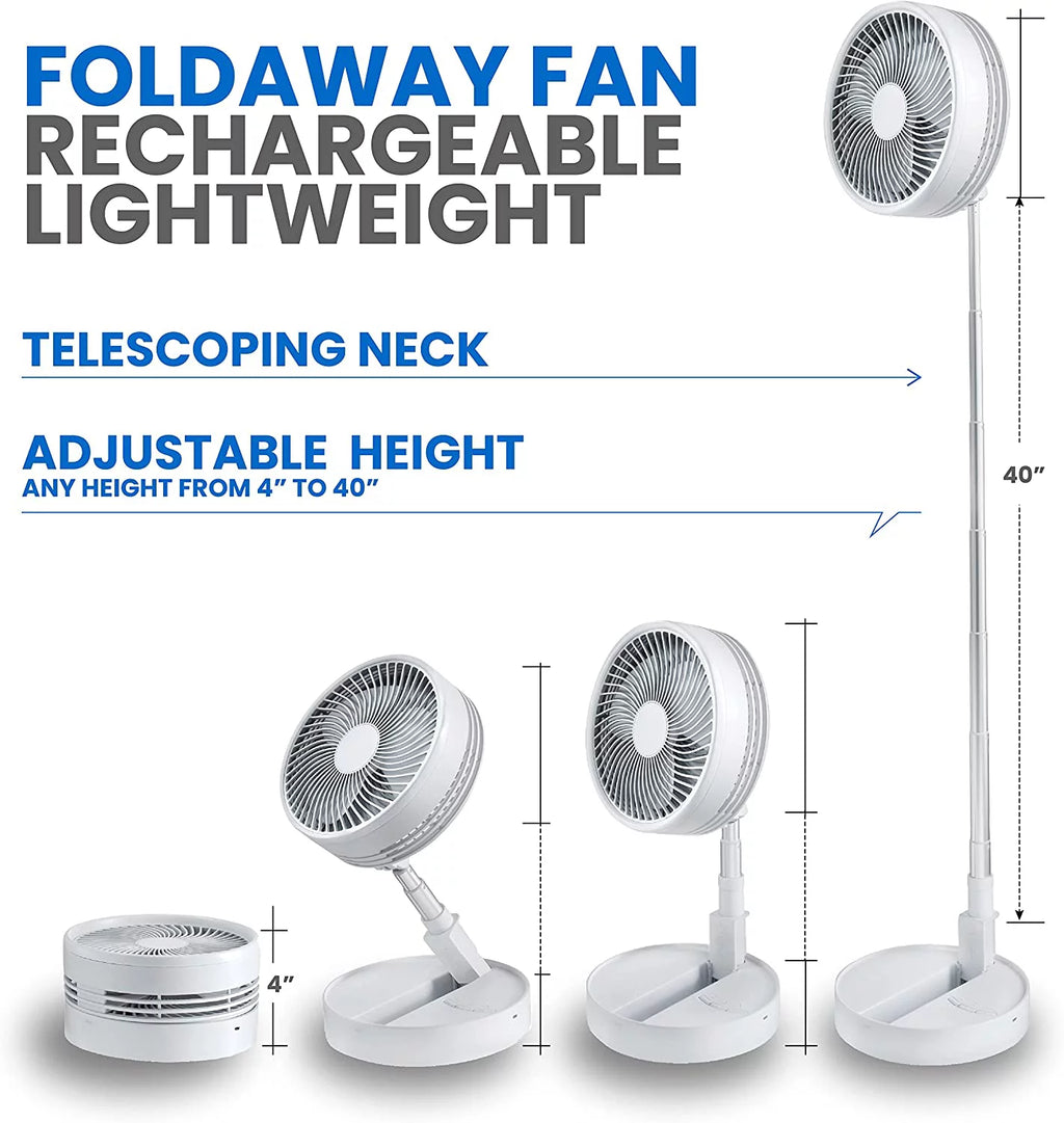 Adjustable Height 40 in. Foldable Portable Rechargeable Floor and Table Fan N182