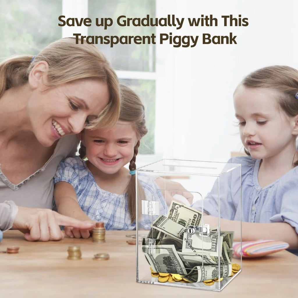Clear Piggy Bank with Lock and Key N10291