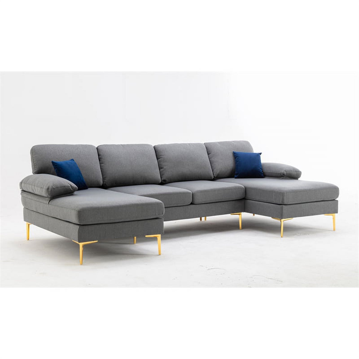 Gray Fabric Linen Blend Sectional Sofa with Chaise L767