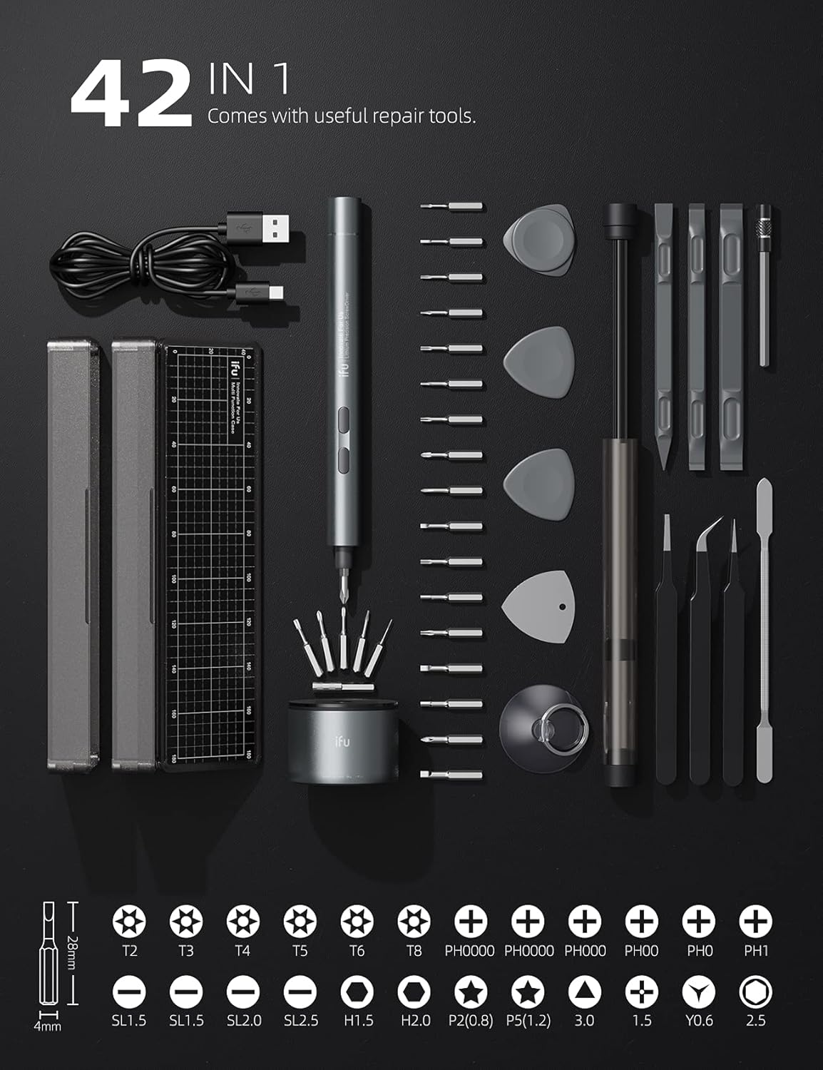 90 in 1 Precision Cordless Electric Screwdriver with LED Light J2240