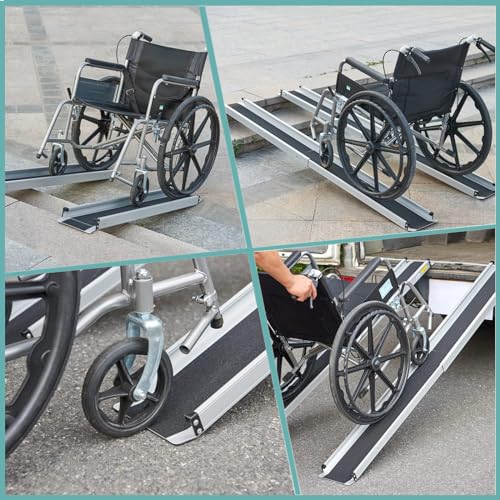 6FT Telescoping Aluminum Wheelchair Ramp with Storage Bag 600lbs Capacity (2 Pack) E696