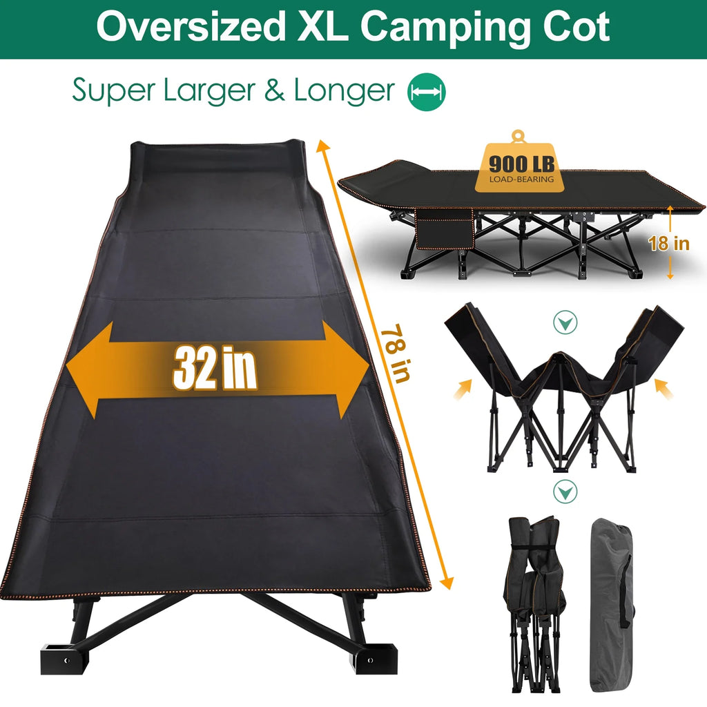 78" Oversized Folding Cot with Mattress and Carry Bag V28113