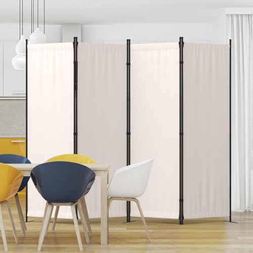 4 Panel Folding Privacy Screen Room Divider with 3 Metal Feet I7974