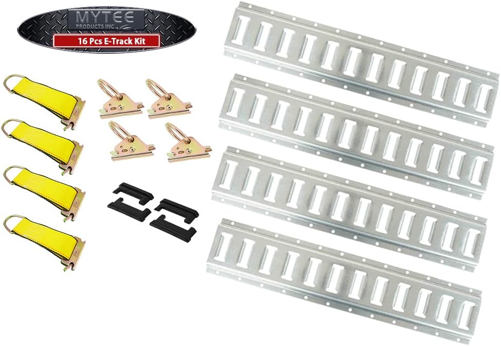 32 Pieces E Track Tie-Down Kit with 8 Horizontal 5 Ft E Track Rails C11295