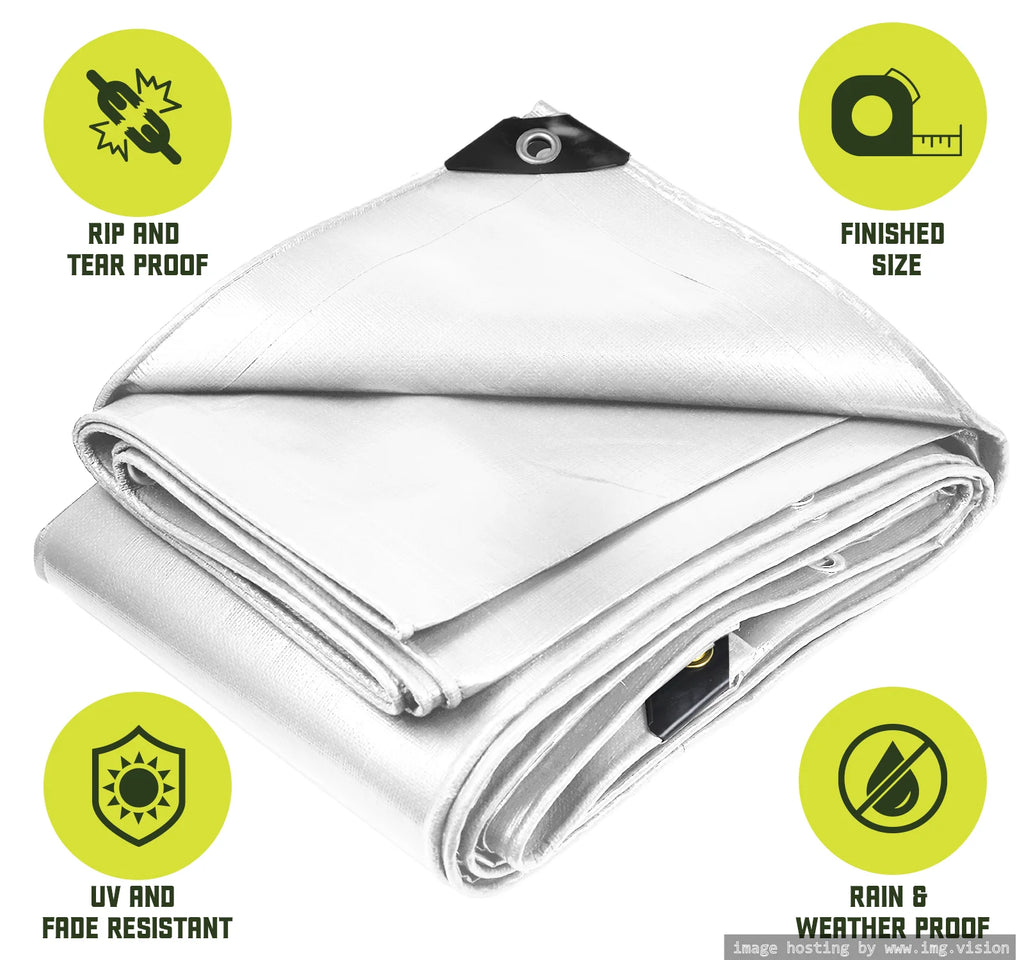 White 8 Mil Heavy Duty Waterproof Tarp 20′ X 35′Ft C63631