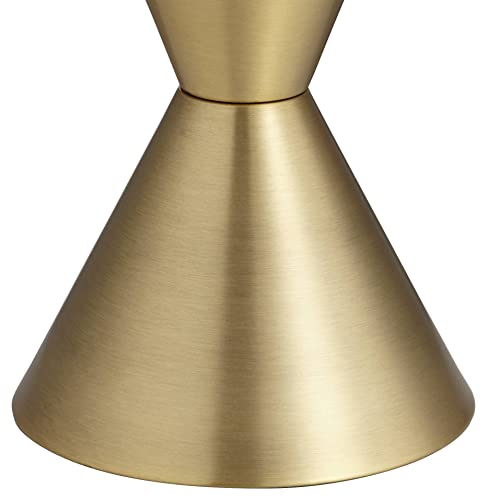 28" Tall Brass Metal Table Lamp with White Drum Shade J64471