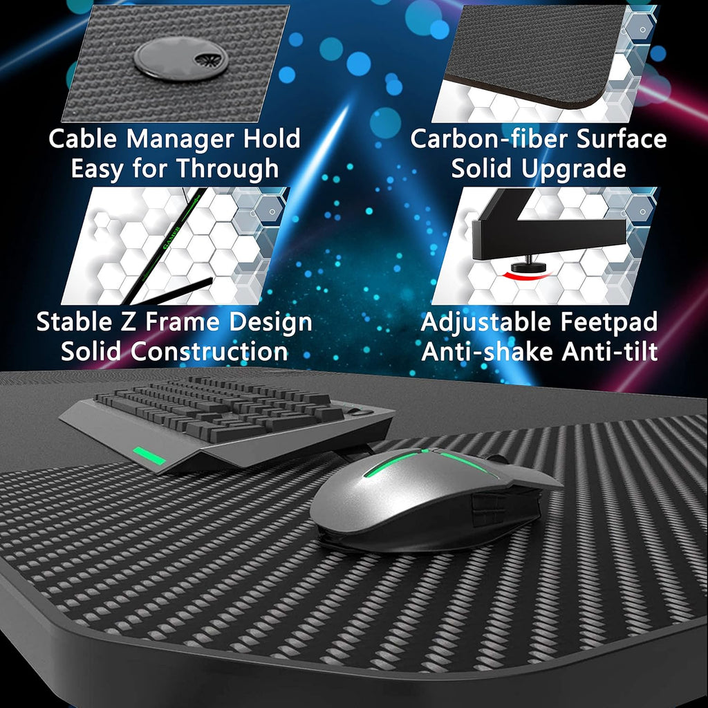 Black 47 inch Gaming Desk with Carbon Fiber Surface B734968