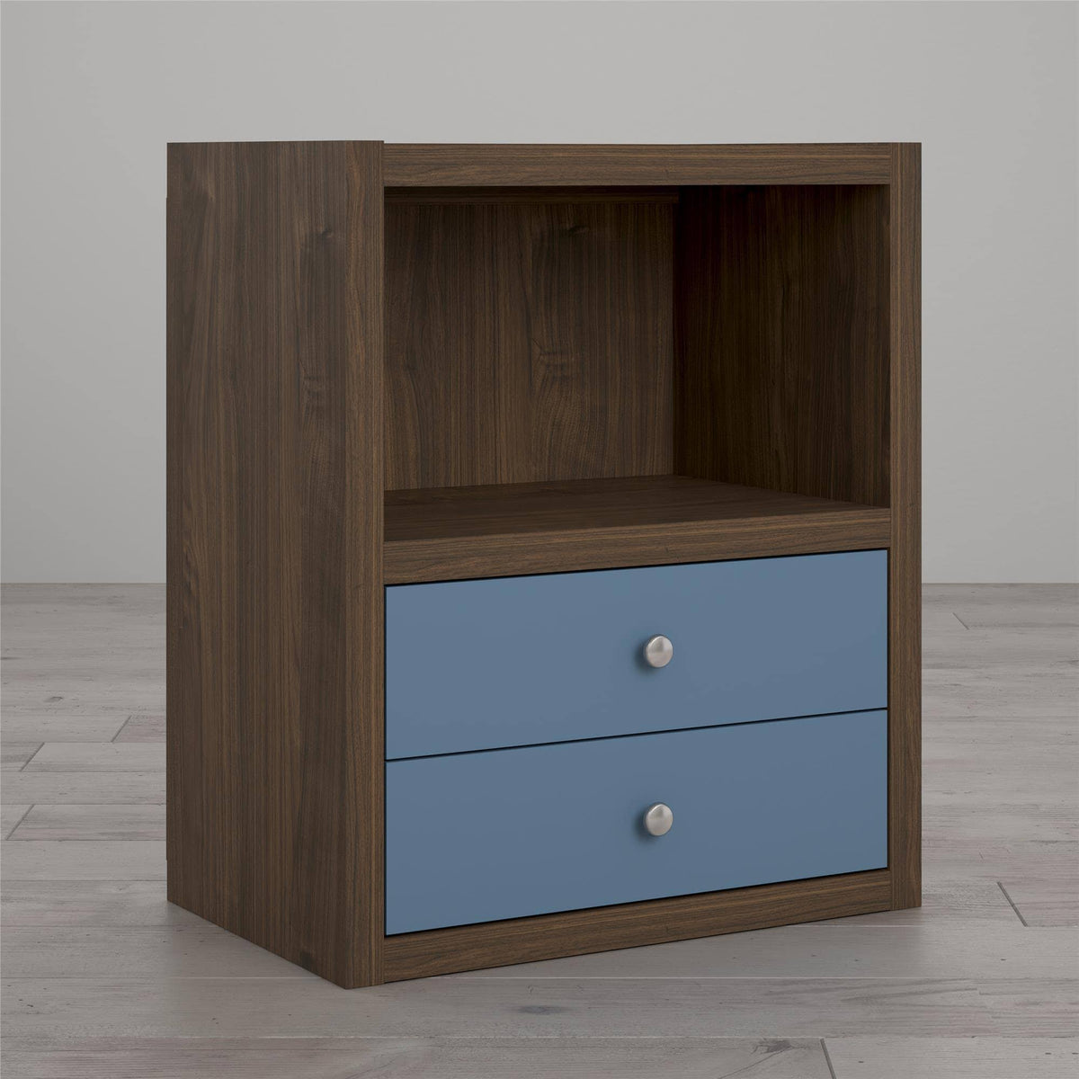 Blue Walnut Modular Bookcase with Drawers E1704