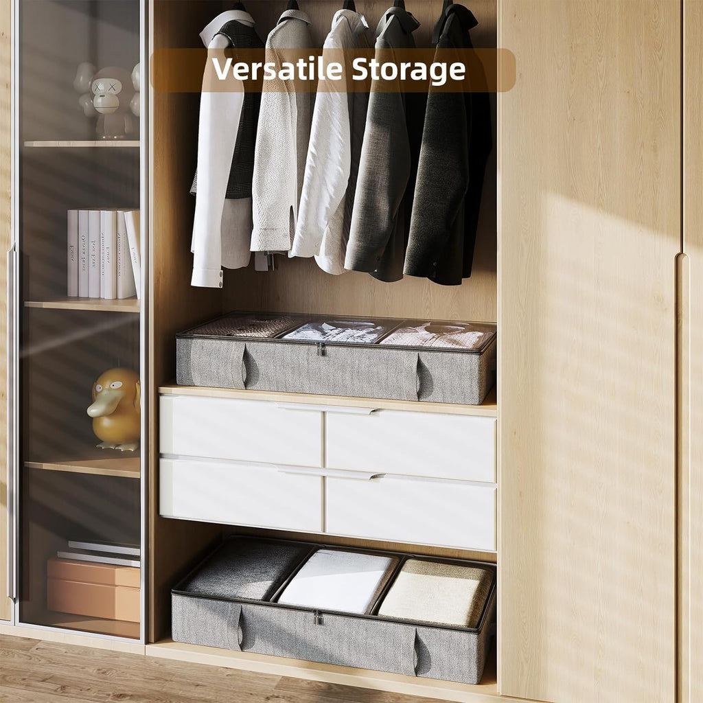 Grey 2 Pack Under Bed Storage Containers with Dividers D702