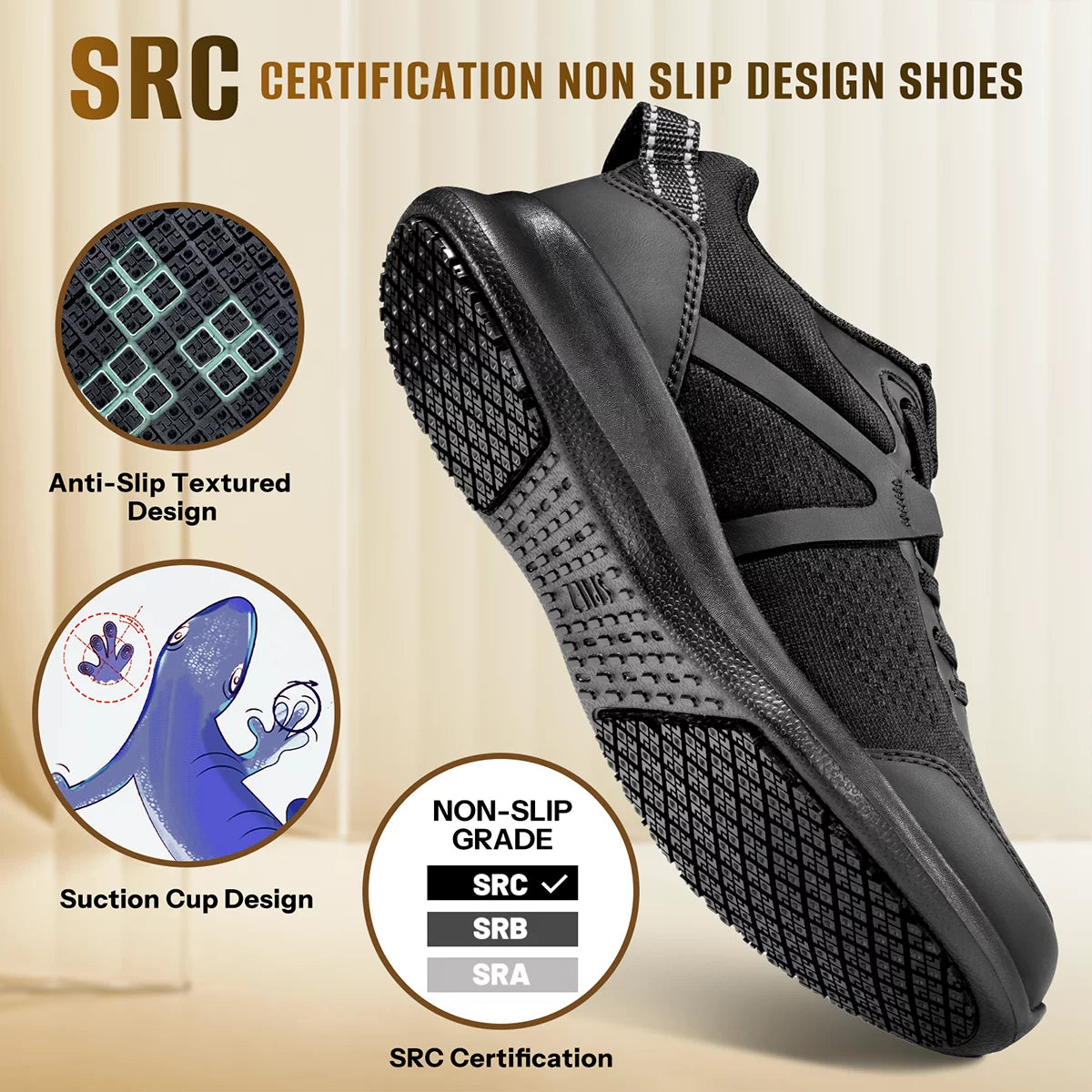 Black Slip Resistant Waterproof Work Shoes J391
