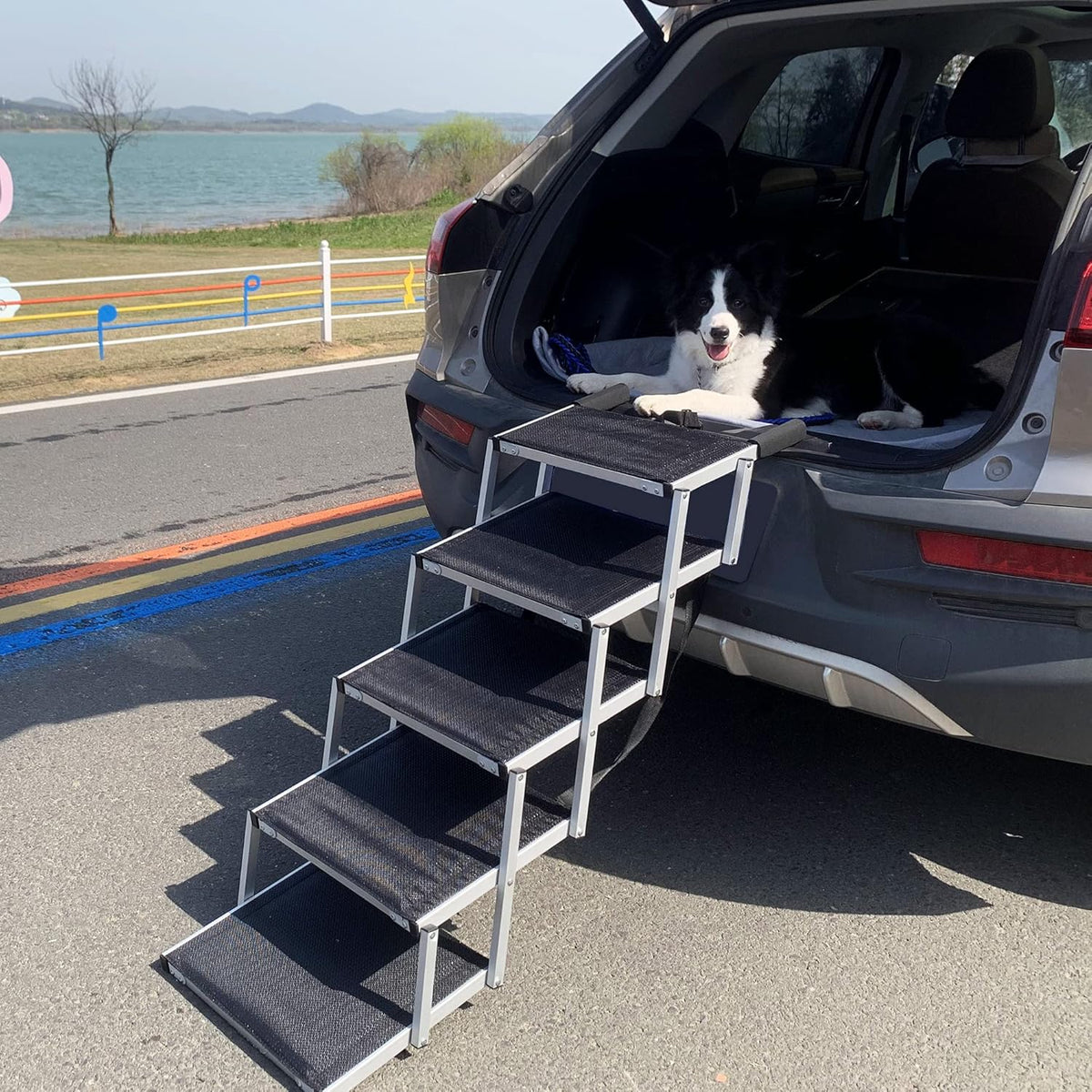 Lightweight Aluminum Foldable Dog Steps with Nonslip Surface B78368