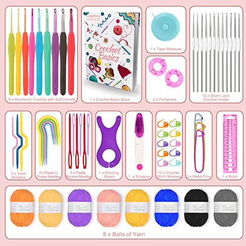 Crochet Kit with Yarn, Crochet Hooks, Bag, Book Z31211