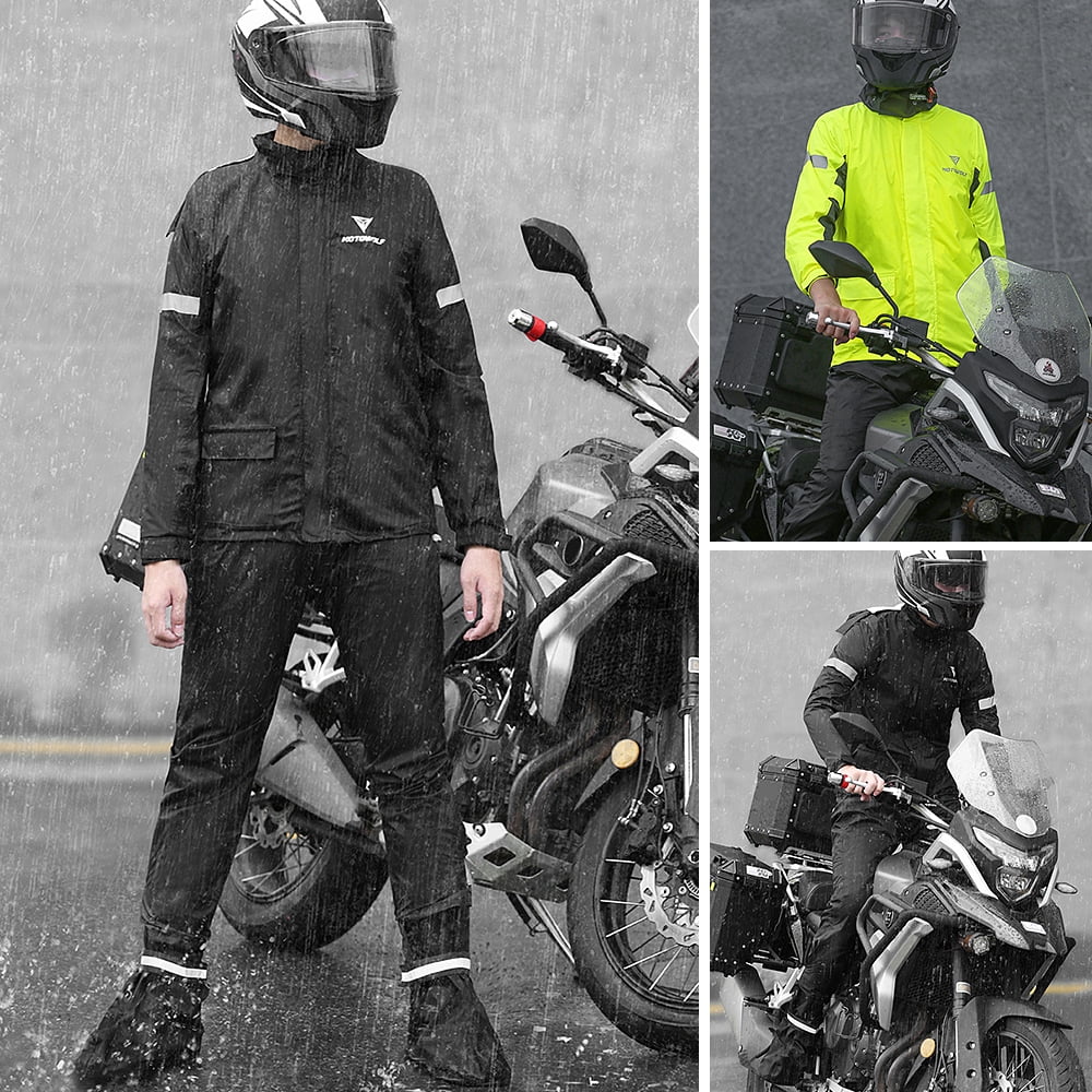 Men Motorcycle Reflective Waterproof Rain Jacket and Pants Rain Gear Q3983