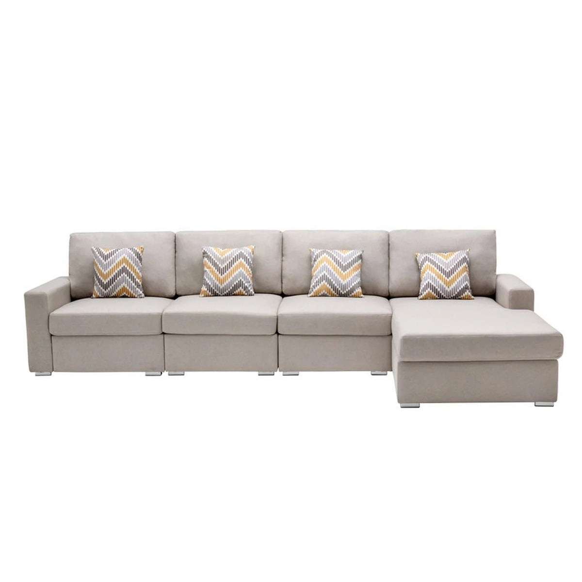4 Piece L Shape Sectional Sofa with Reversible Chaise M3279