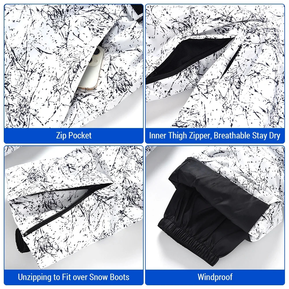 Waterproof Ski Pants with Adjustable Waist and Reinforced Knees V34297