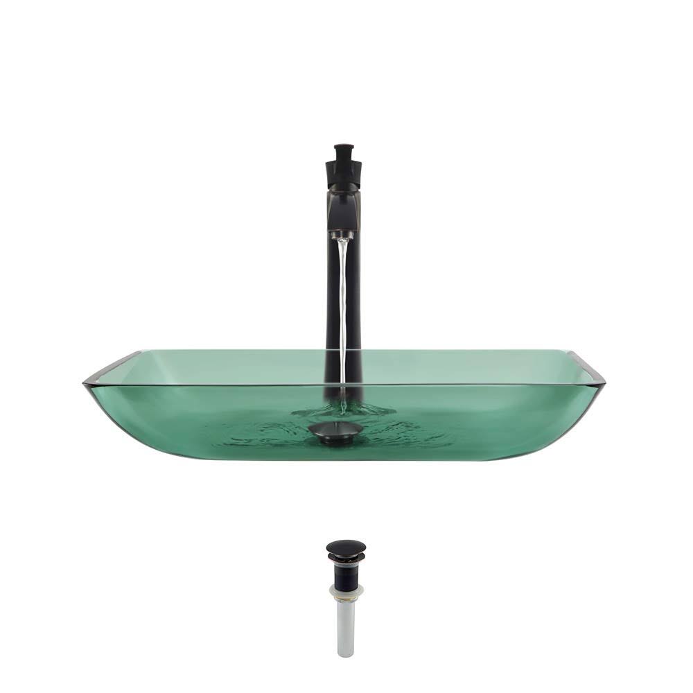 Emerald Vessel Sink Ensemble with Antique Bronze Finish Faucet and Pop-Up Drain H556014