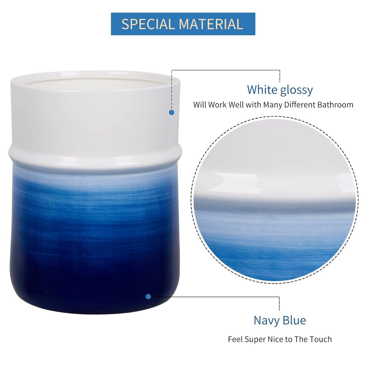 Round Small Navy Blue Trash Can H590005