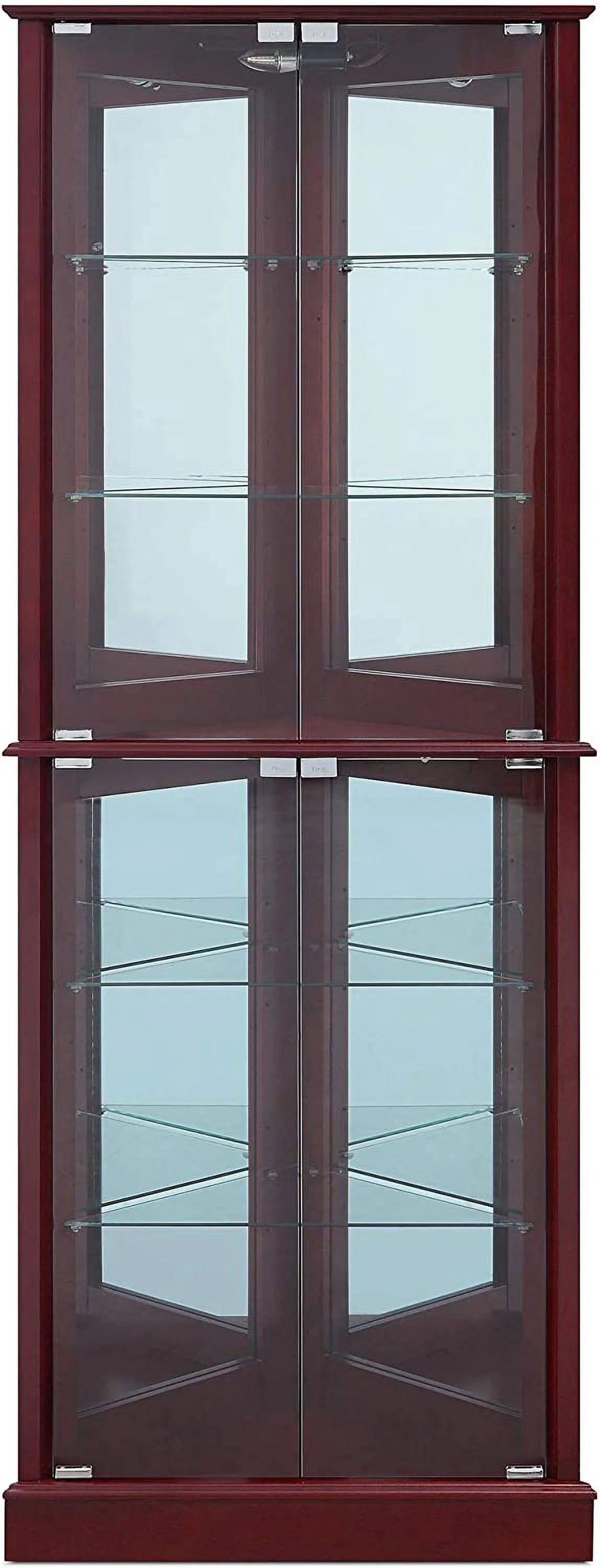 Lighted Corner Curio Cabinet with Tempered Glass Door, 6 Shelves U55795