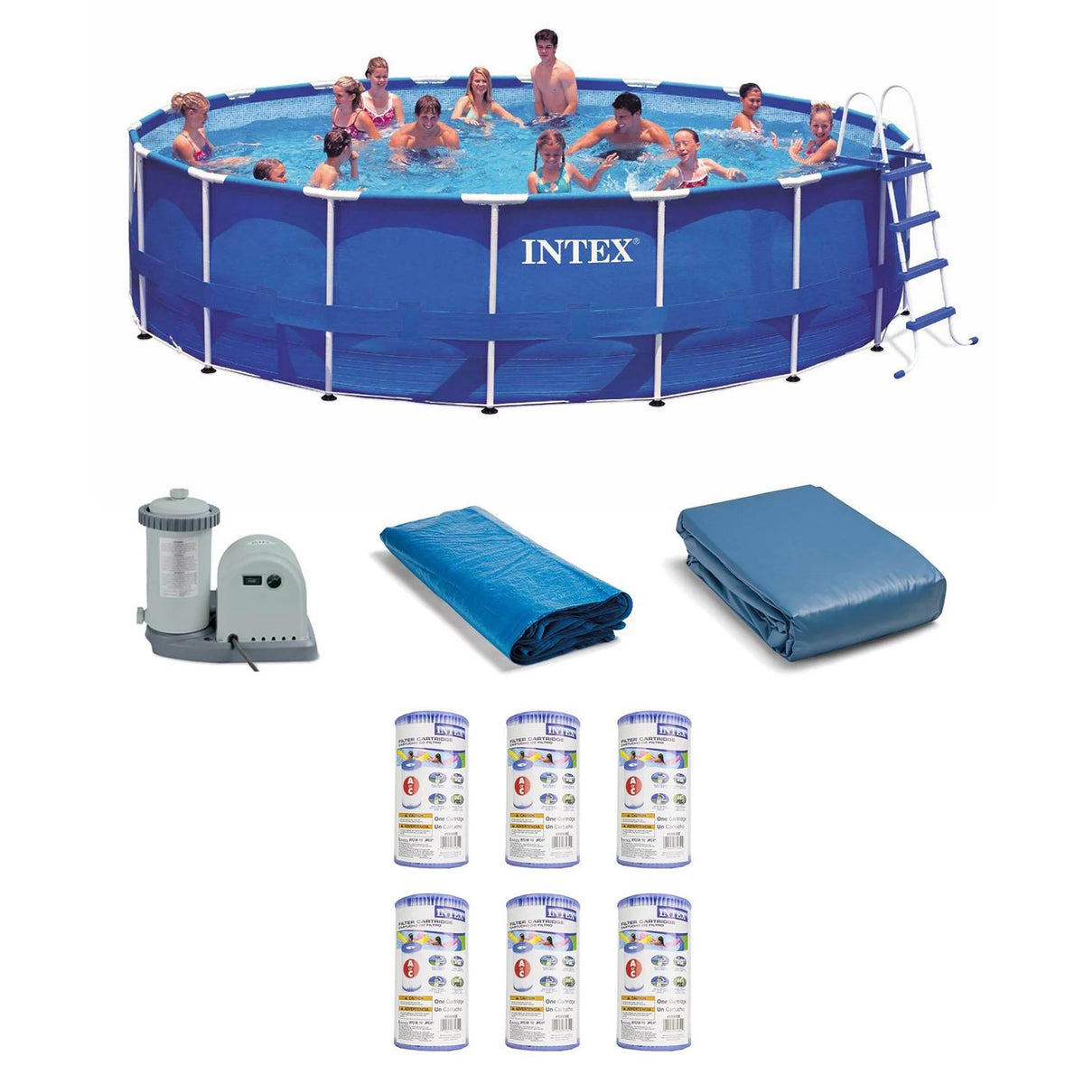 18ft x 48in Metal Frame Swimming Pool Set with Pump W7812