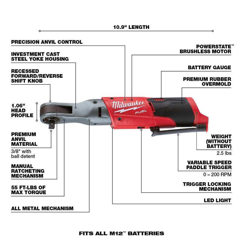 12V Lithium-Ion Brushless Cordless 3/8 in. Impact Wrench & Ratchet Kit E550